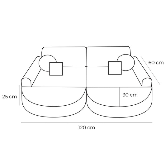 Medium Modular Sofa for Kids - Churros White Plus