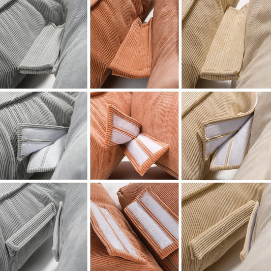 MeowBaby® Pouffe For Children, Square, Corduroy - Taupe