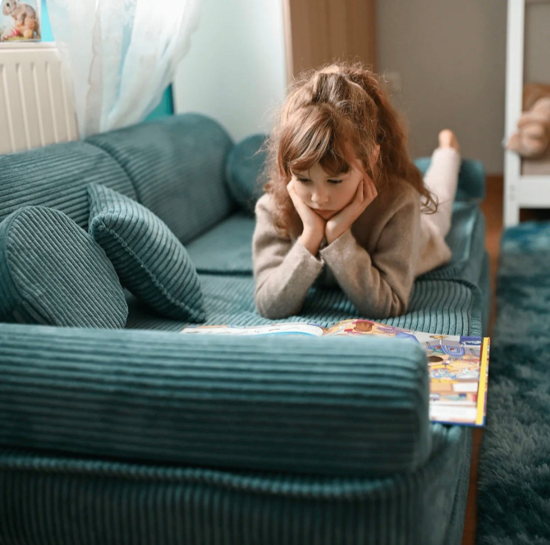 Großes modulares Sofa für Kinder - Premium-Cord, Türkis