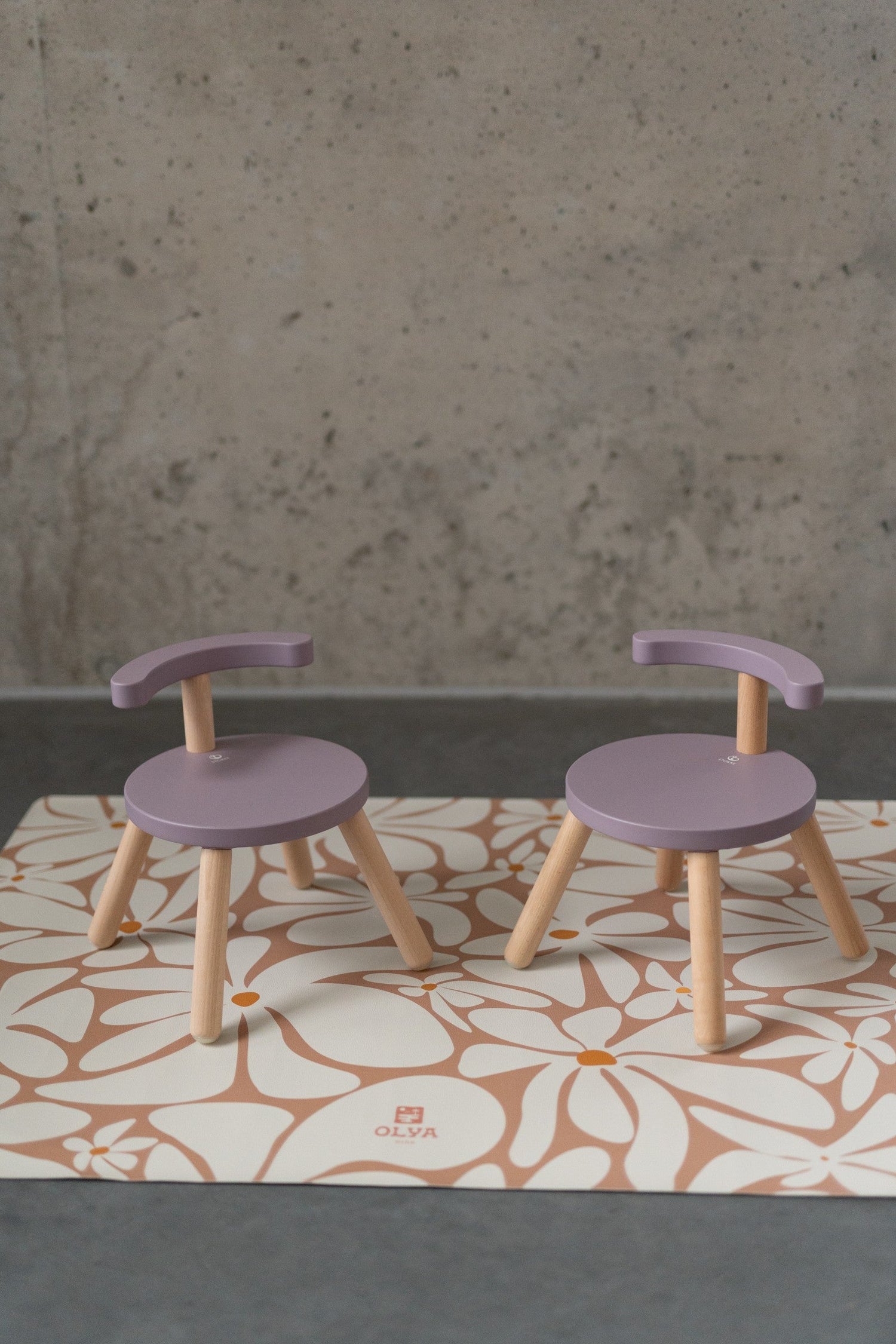 2 violer chairs on non-slip mealtime floor mat for kids