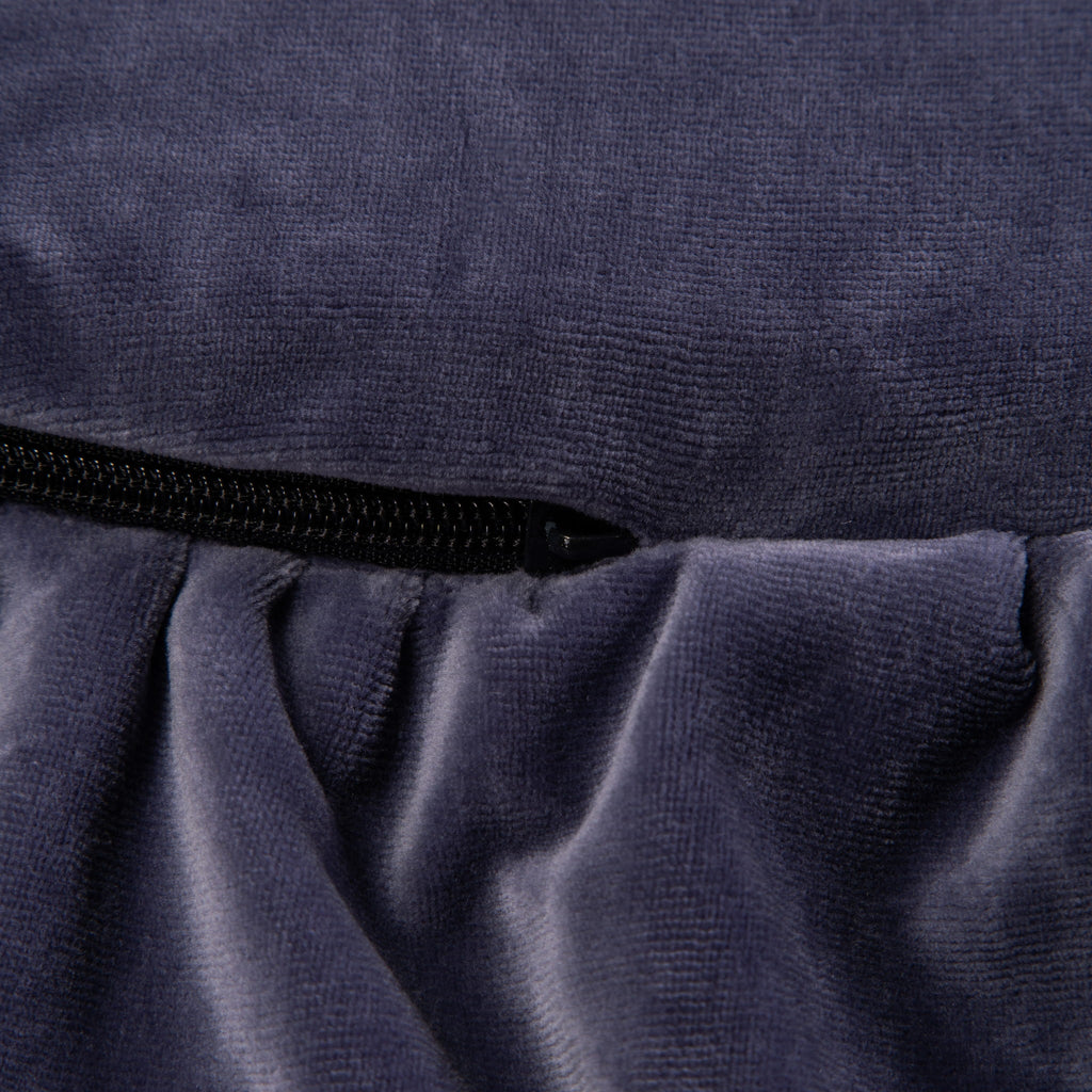 Round Play Mat With a Frill - Blue-Grey Velvet