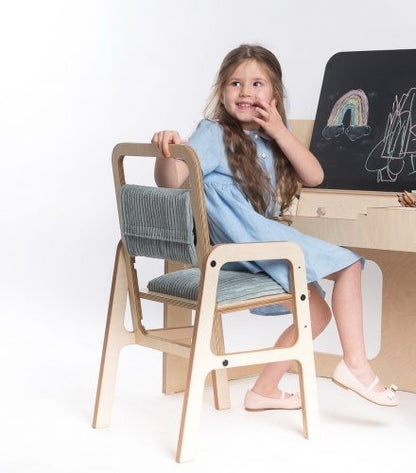 Adjustable Children Montessori Table and Chair Set Luula - Mint Green