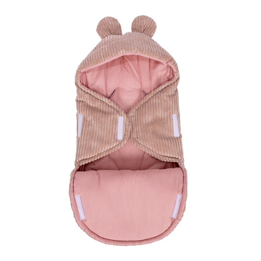 Baby Swaddle with Bear Ears – Powder Pink