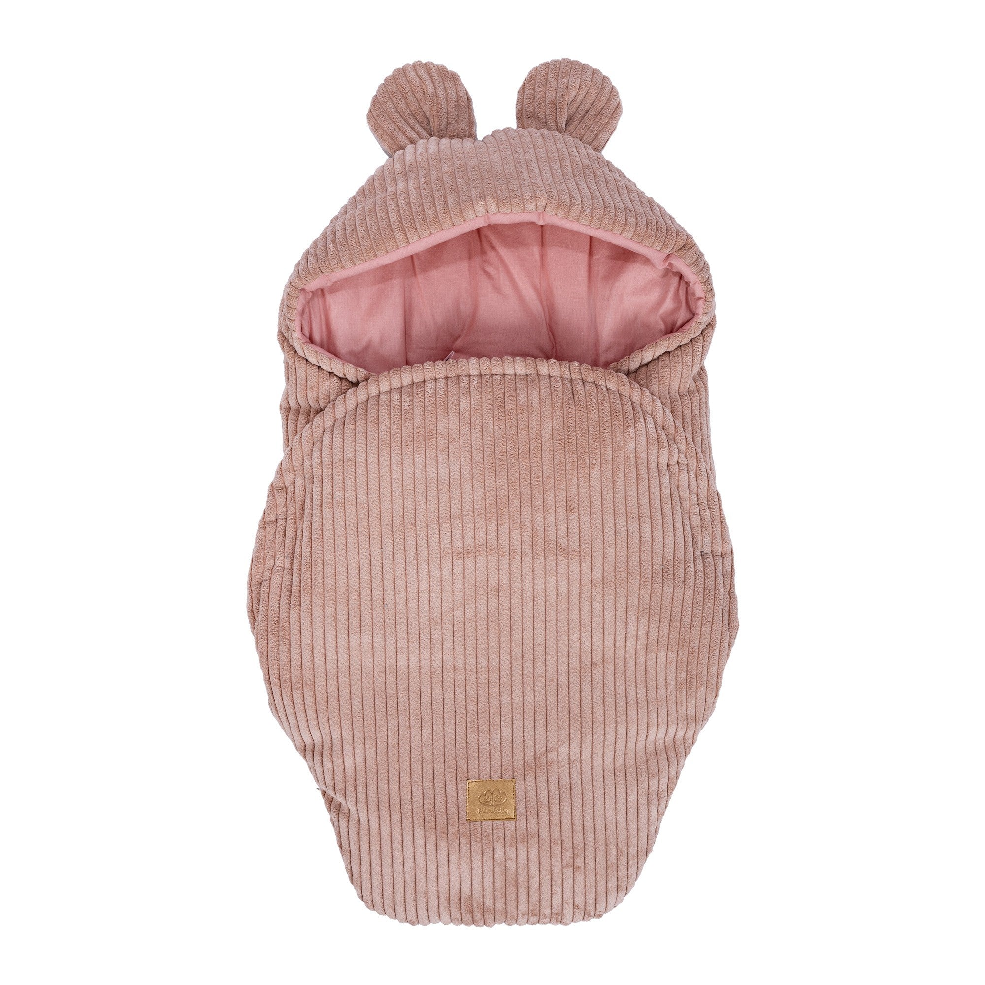 Baby Swaddle with Bear Ears – Powder Pink