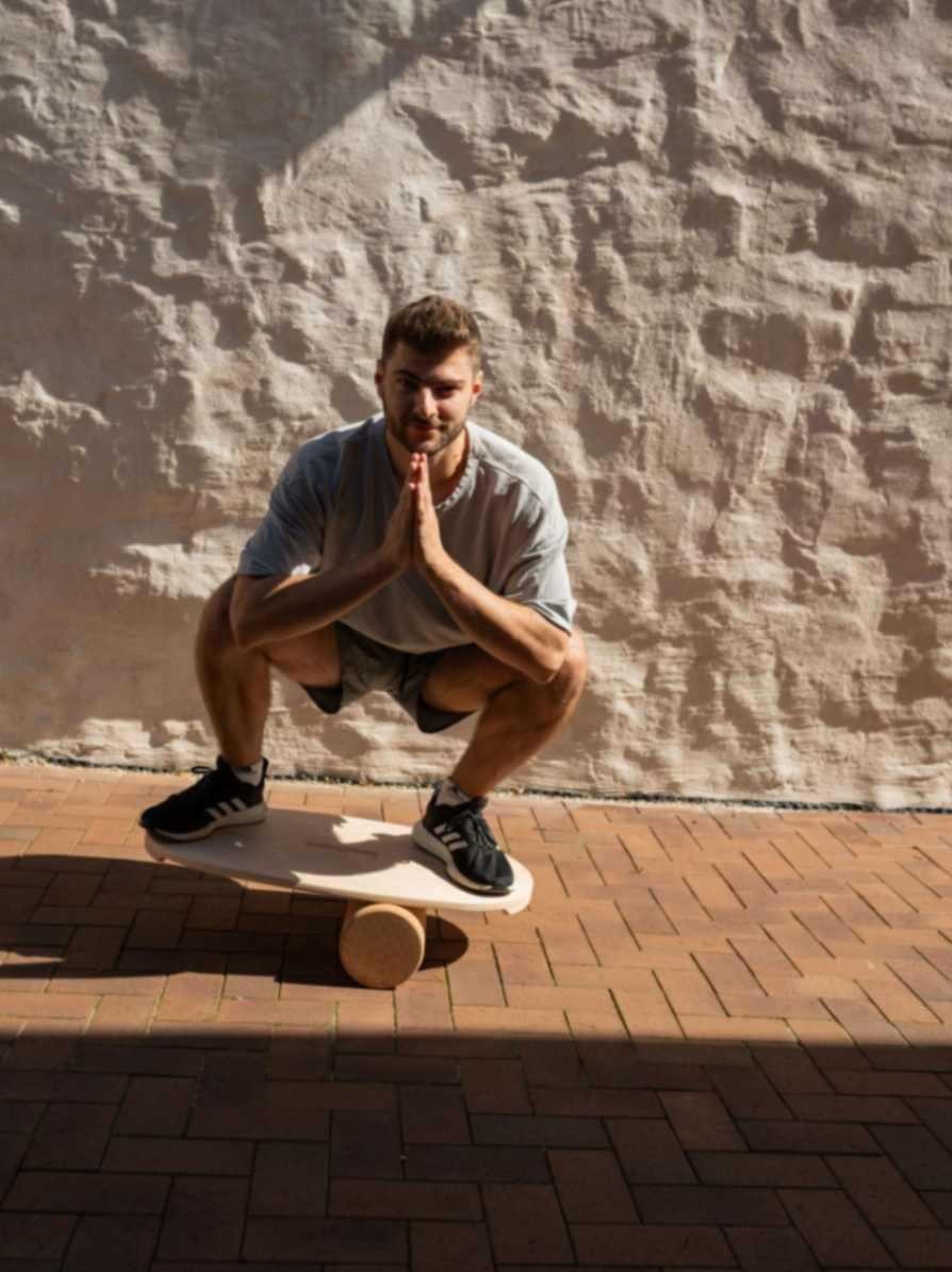 Round Balance Board With Exercise Roll - Centered Logo