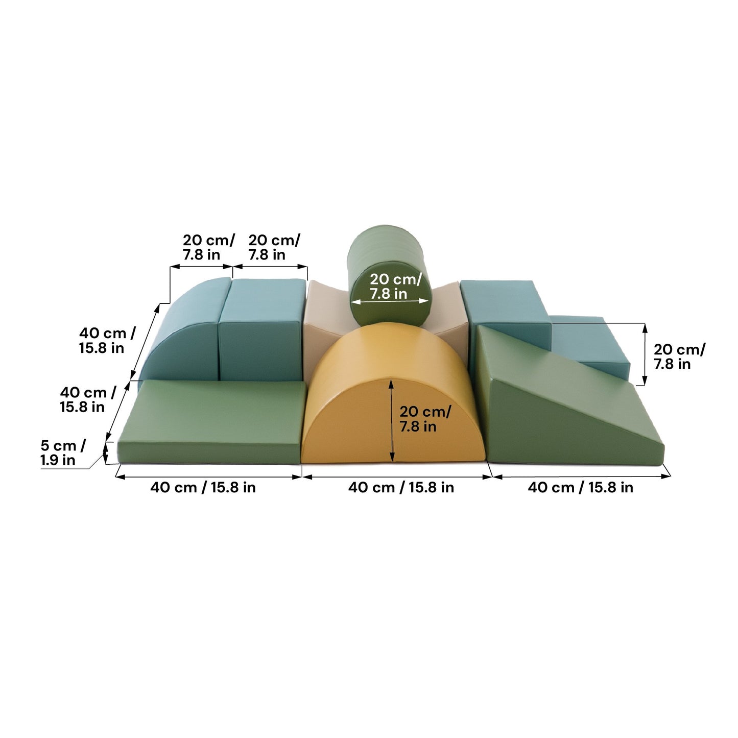 Soft Play 8 Foam Block Set - Pastel Turquoise Adventurer