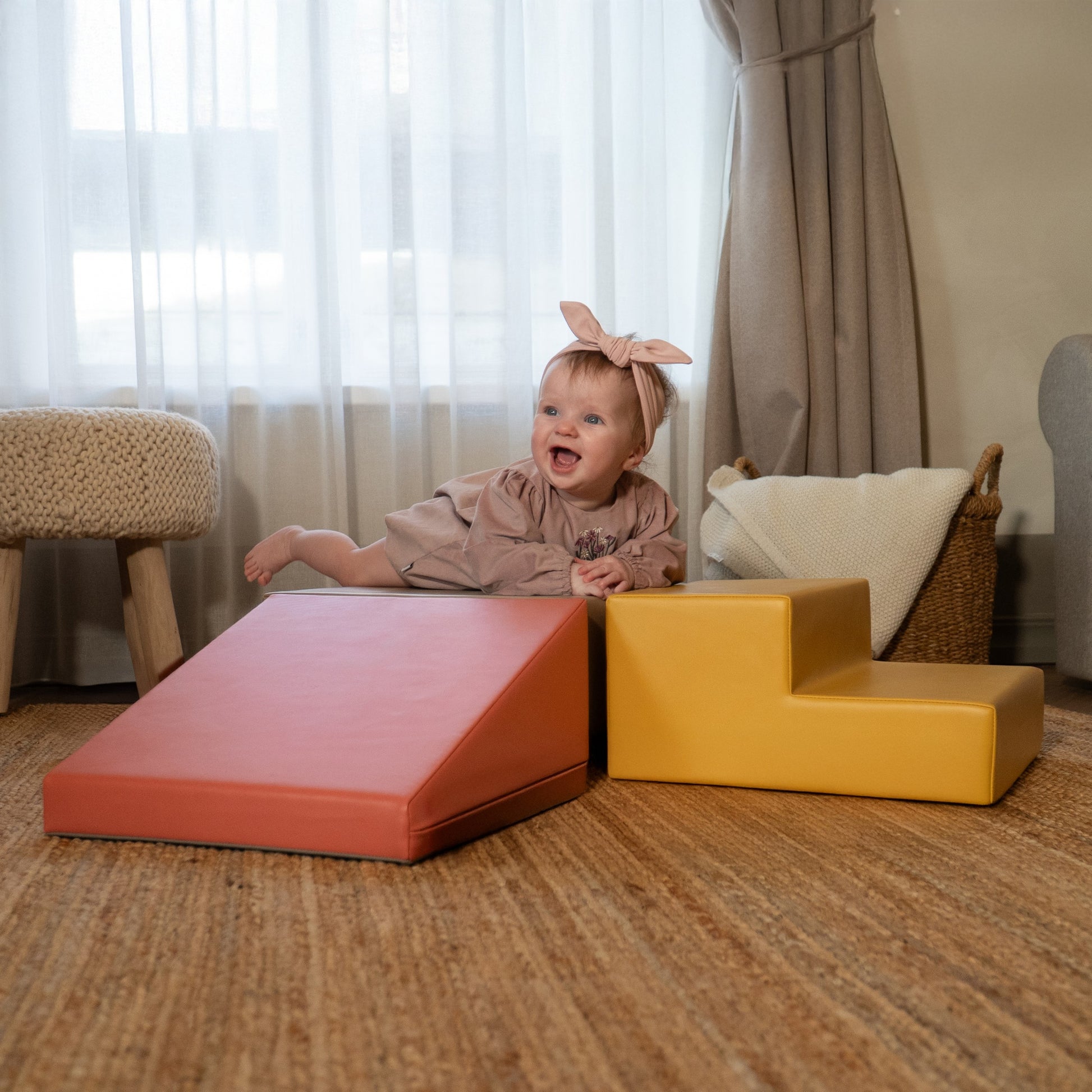 Soft Play 3 Foam Block Set - Pastel Pink Mini Climbie