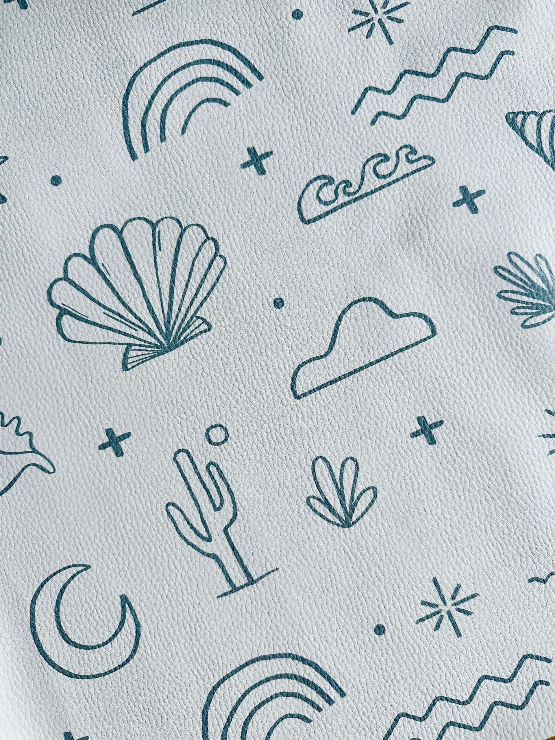 Kids Mealtime Floor Mat, Non-Slip & Waterproof - Palm Beach Azure