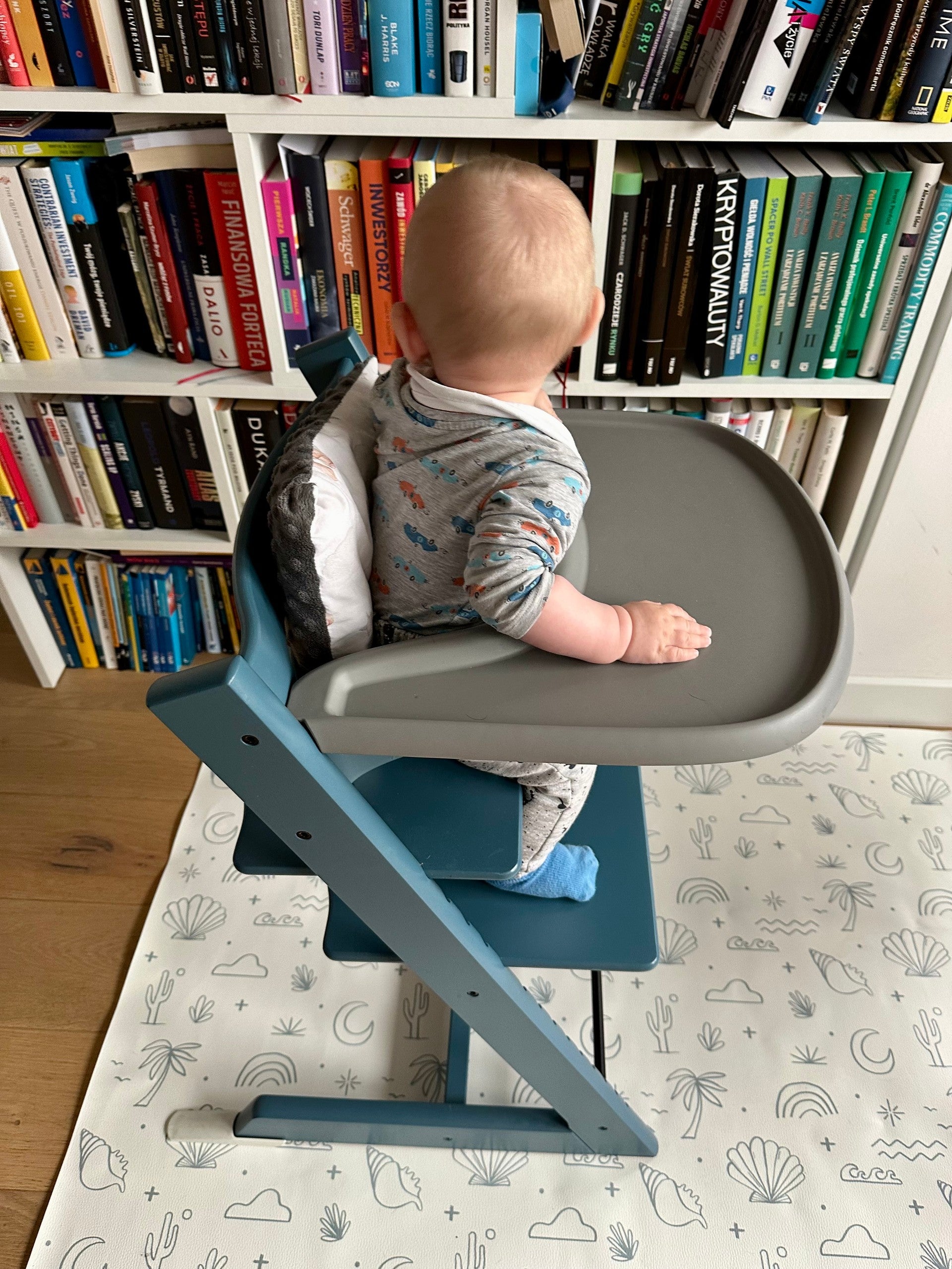 Kids Mealtime Floor Mat, Non-Slip & Waterproof - Palm Beach Azure