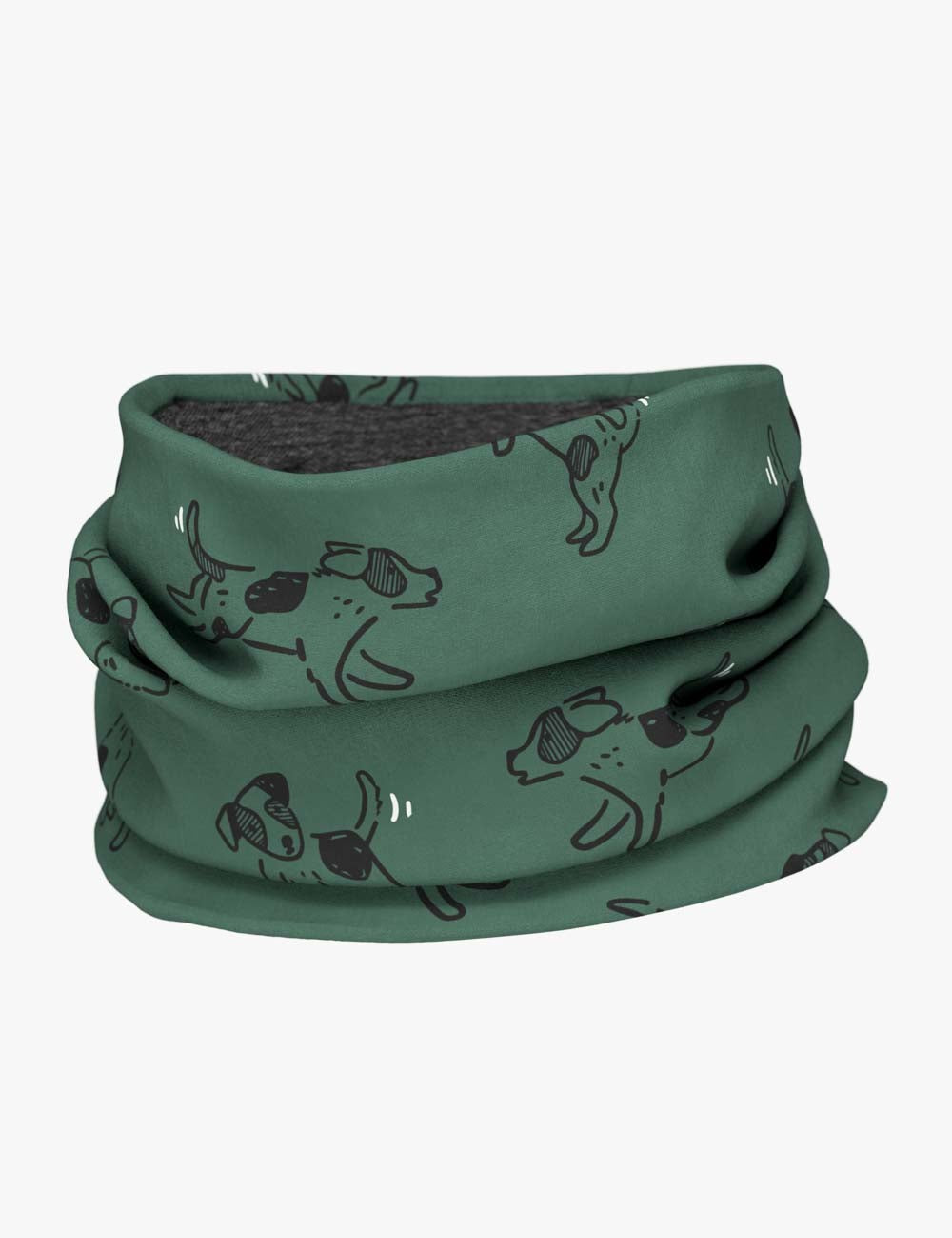 Kids Merino Neck Tube MOKKA - Green Dogs