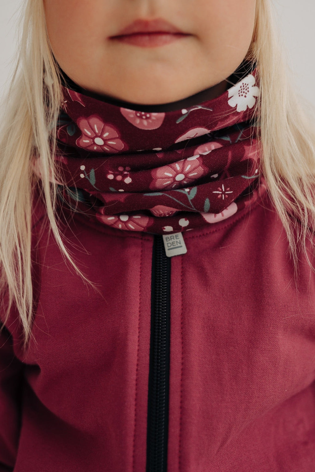 Kids Merino Neck Tube MOKKA - Winter Flowers