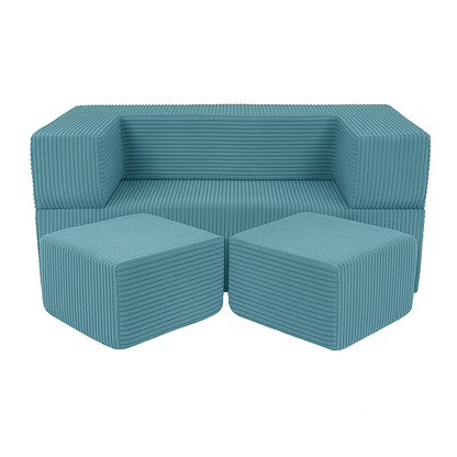 Soft Velvet Cube Sofa - Turquoise
