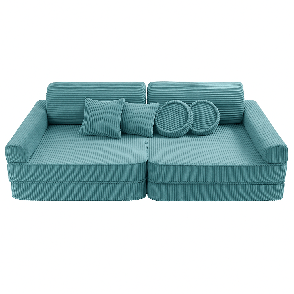 Large Modular Sofa for Kids - Premium Corduroy Turquise