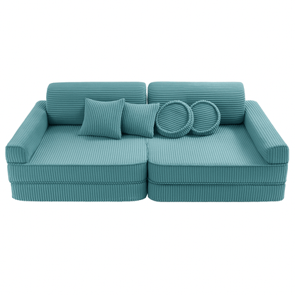 Large Modular Sofa for Kids - Premium Corduroy Turquise