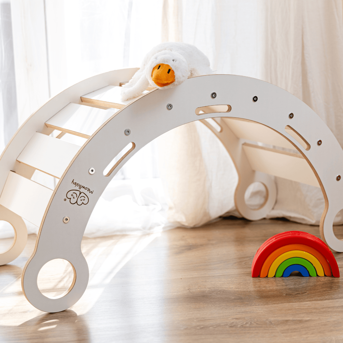Snug Rocker for Kids - Natural With Grey Pillow