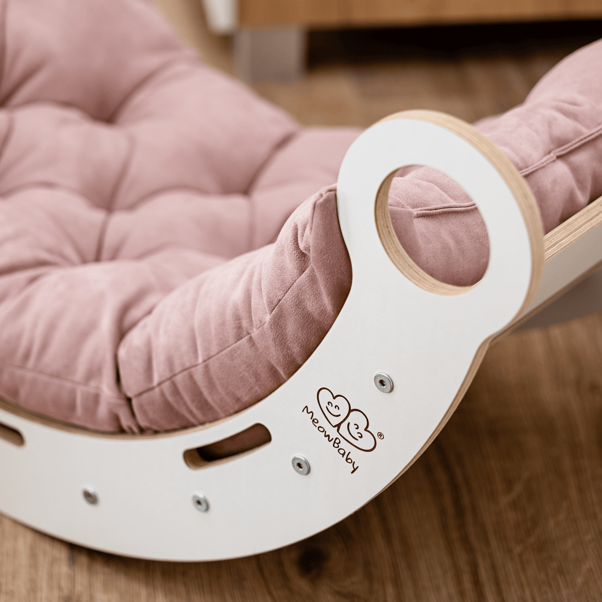Snug Rocker for Kids - Natural With Grey Pillow