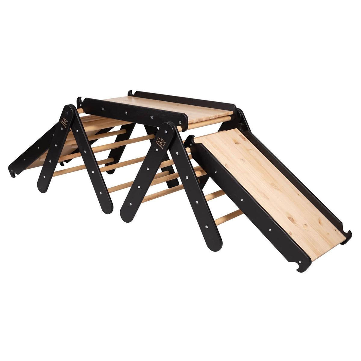 Climbing Triangle With Slide and Climbing Frame - Natural Wood