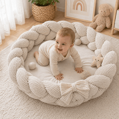 Braided Bumper Baby Nest & Play Mat - Powder Pink