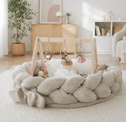 Braided Bumper Baby Nest & Play Mat - Grey