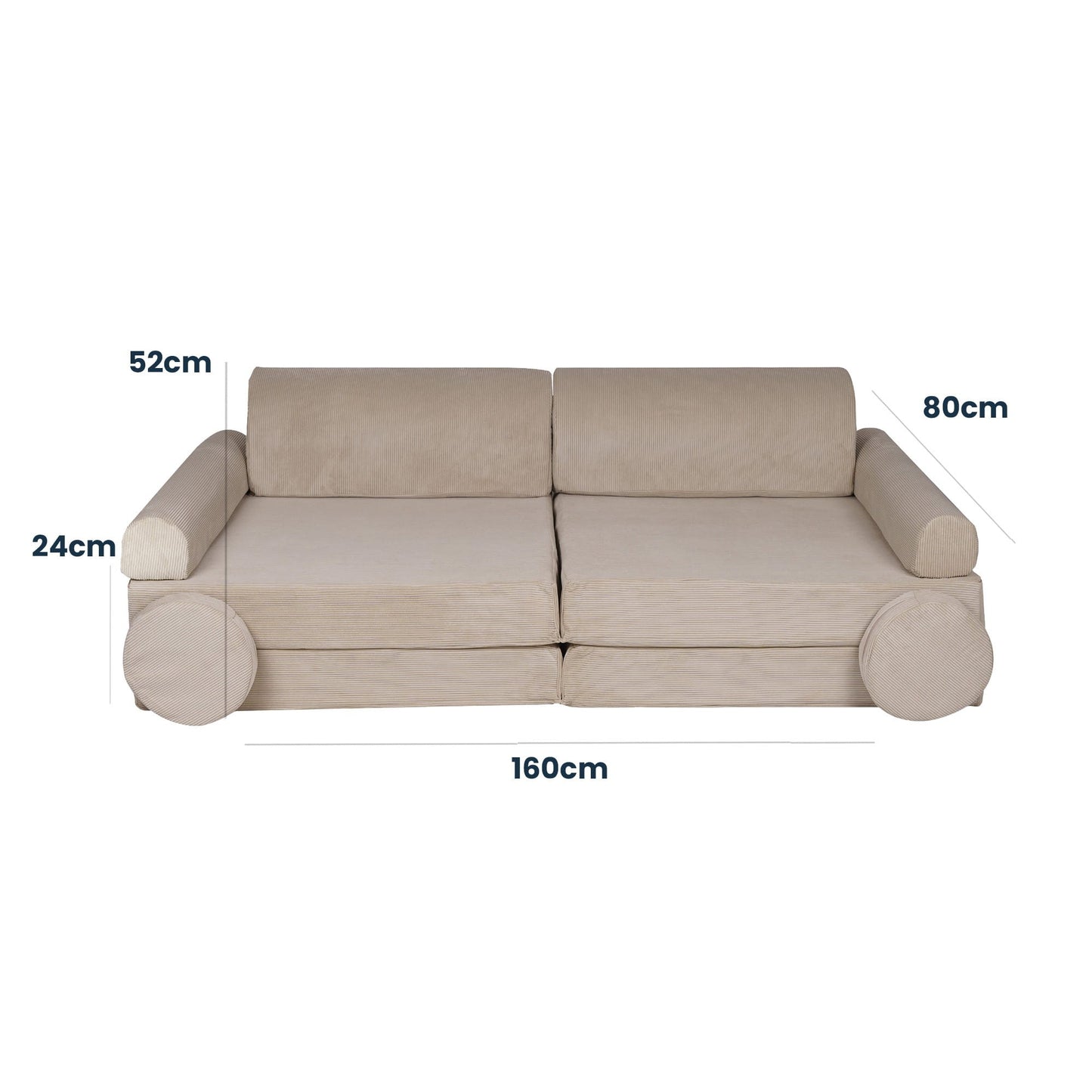 MeowBaby® Large Slimcord Premium Sofa - Taupe