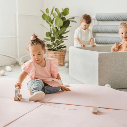 Play Mat for Kids - Cloud Shaped Light Grey Velvet