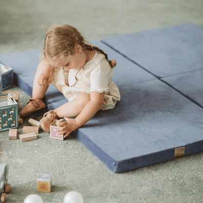 Play Mat for Kids - Square Blue-Grey Velvet