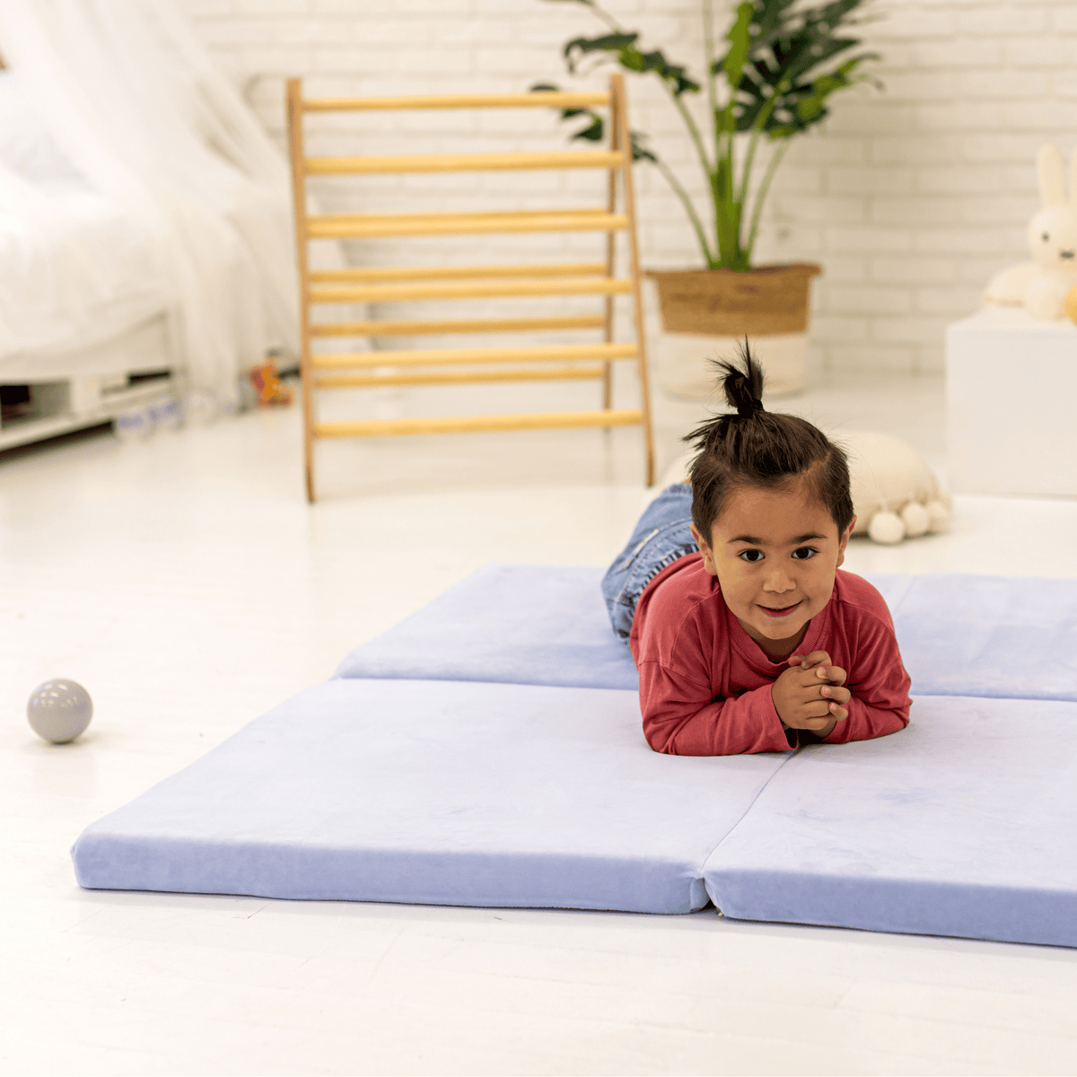 Play Mat for Kids - Square Blue-Grey Velvet