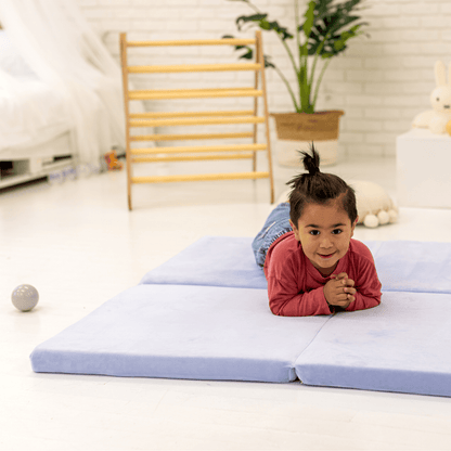 Play Mat for Kids - Square Blue-Grey Velvet