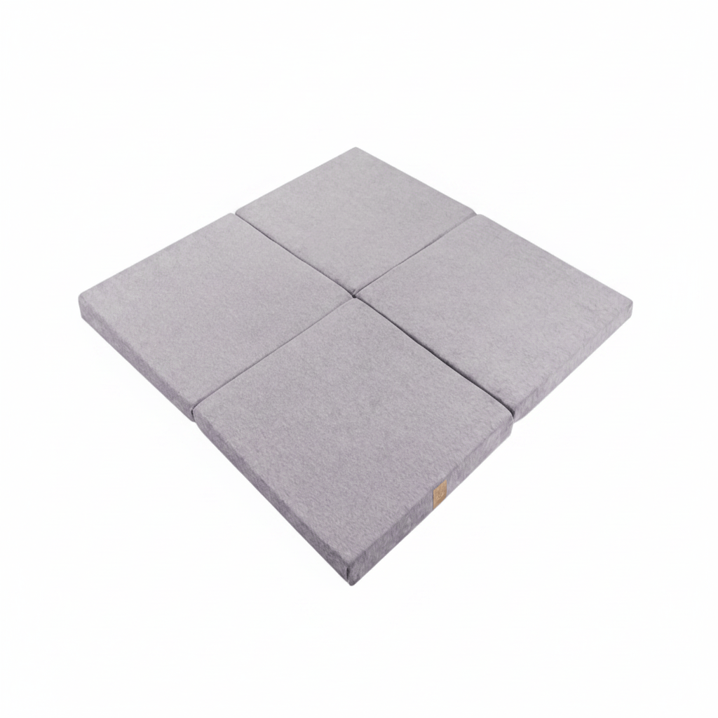 Play Mat for Kids - Square Light Grey Velvet