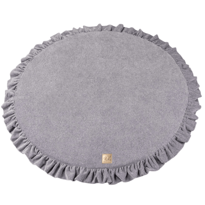 Round Play Mat With a Frill - Grey Velvet