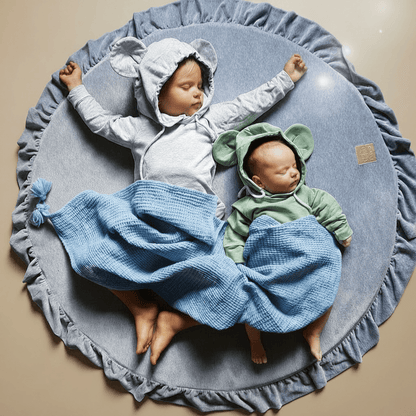 Round Play Mat With a Frill - Grey Velvet