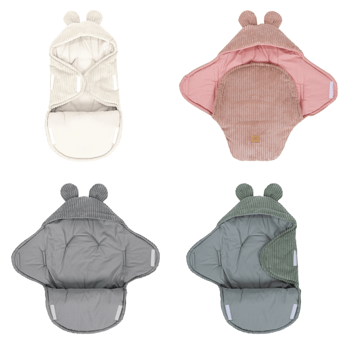 Baby Swaddle with Bear Ears - Powder Pink