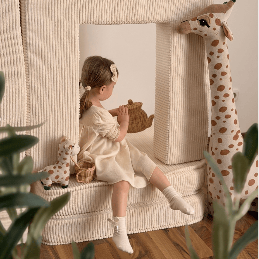 MeowBaby Archway Add-on for 160 cm Play Sofa, 4 Elements - Olive Green