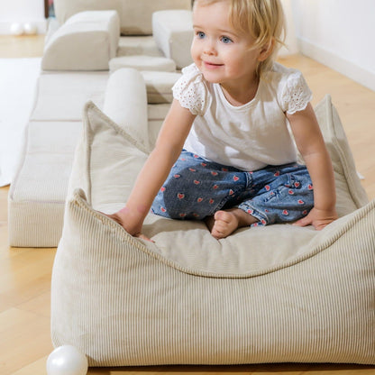 MeowBaby Square Corduroy Pouf for Kids, 60 cm - Lime