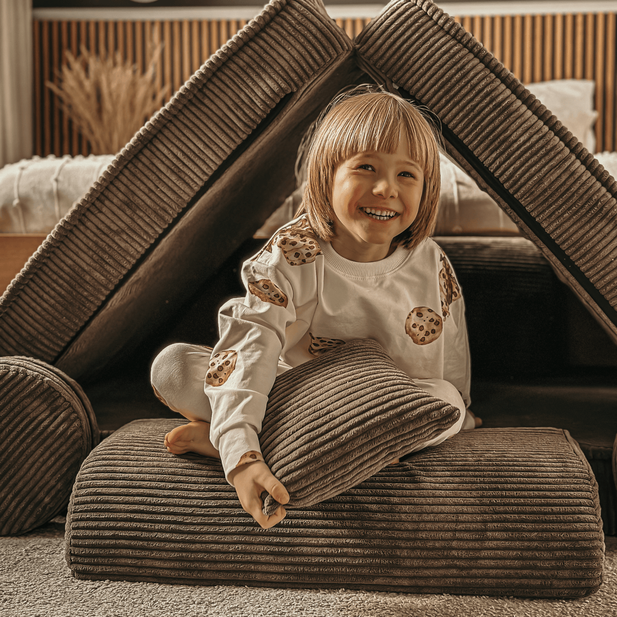 Large Modular Sofa for Kids - Premium Corduroy Ecru