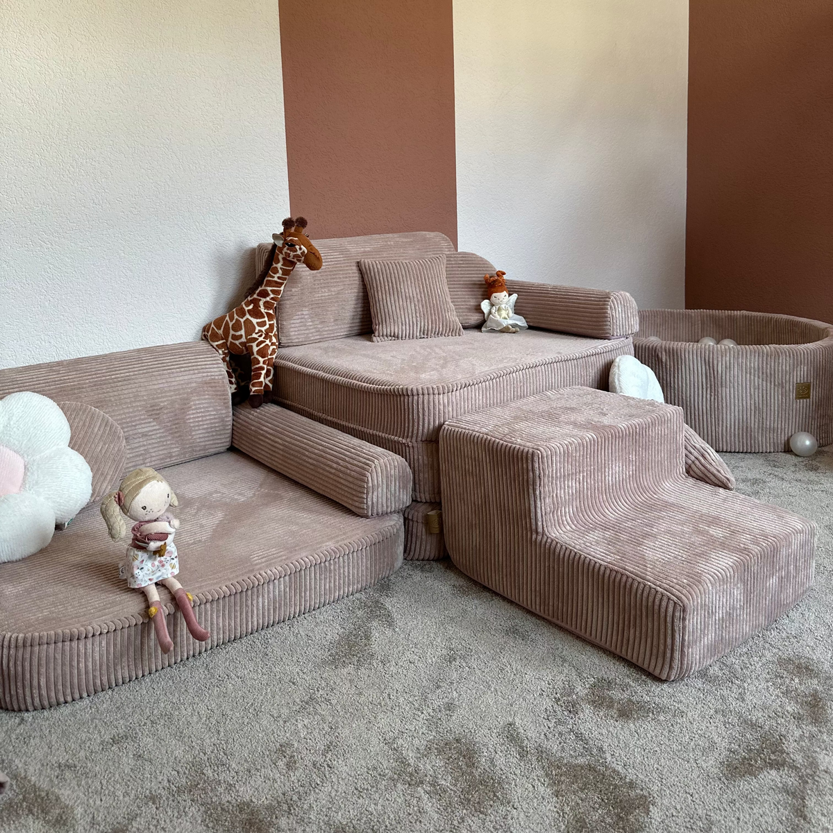 Large Modular Sofa for Kids - Premium Corduroy Brown