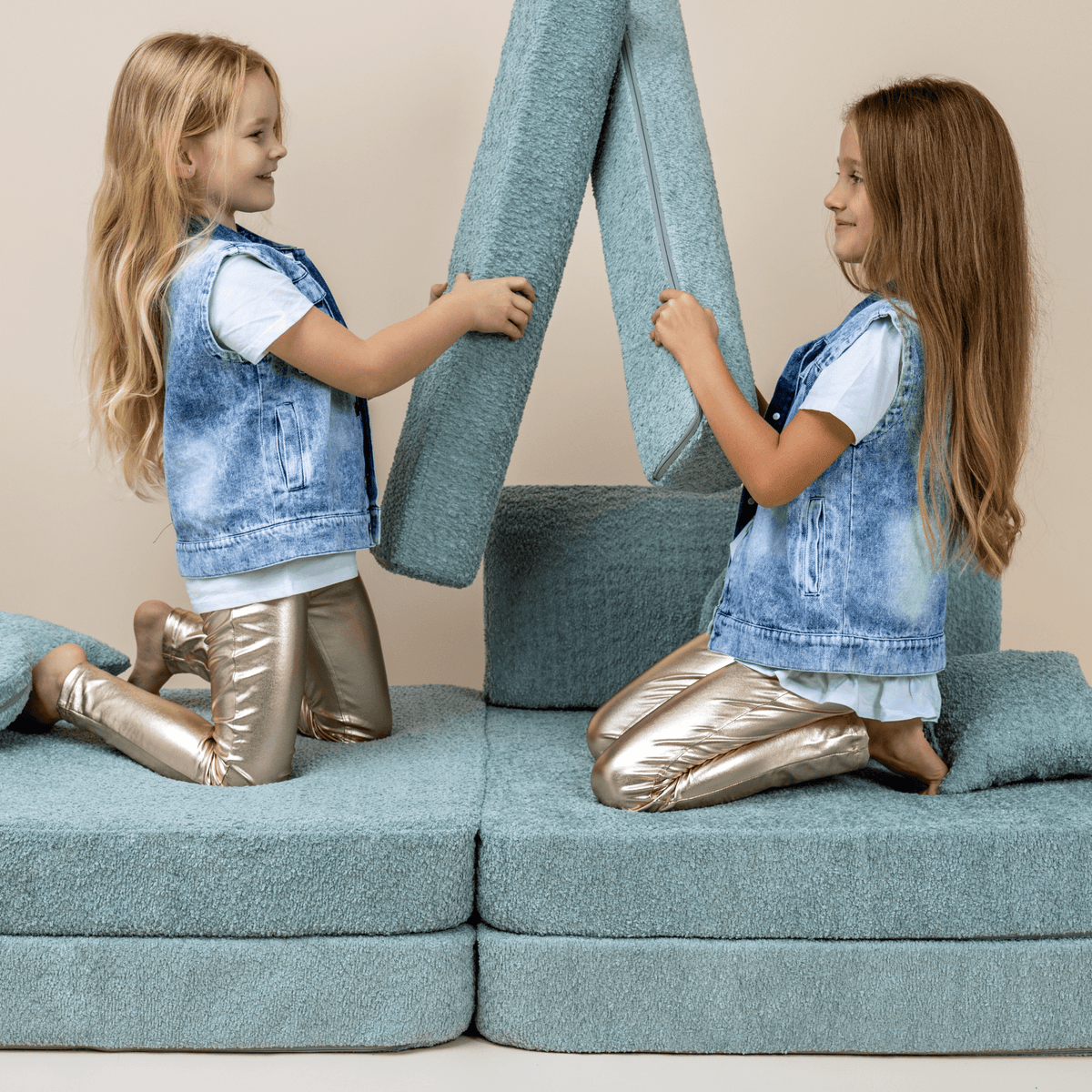 Large Modular Sofa for Kids - Premium Boucle, Champagne Ecru