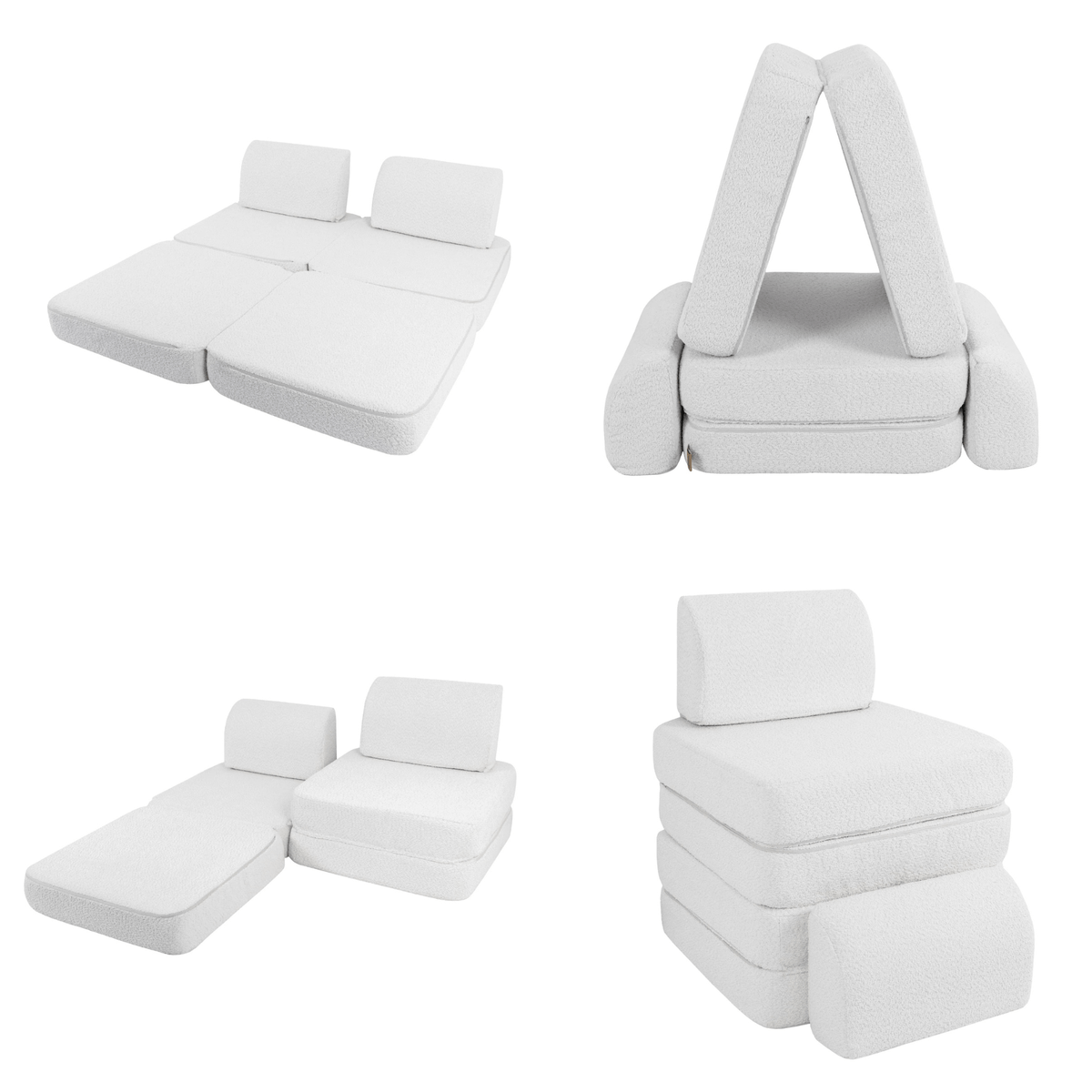 Small Modular Sofa for Kids - White Boucle