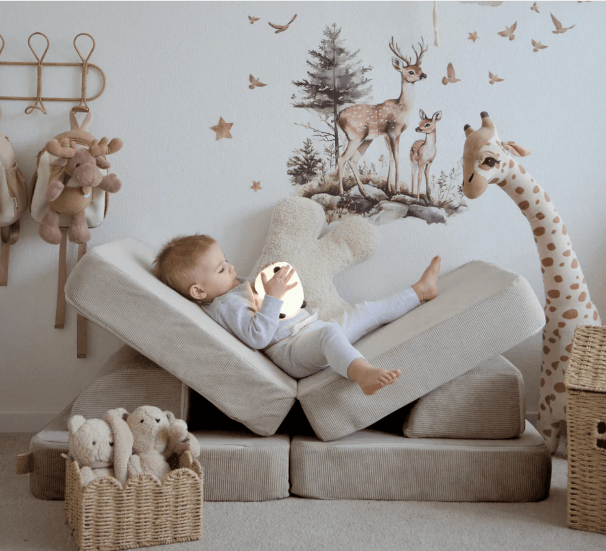 Small Modular Sofa for Kids - Slimcord Ecru