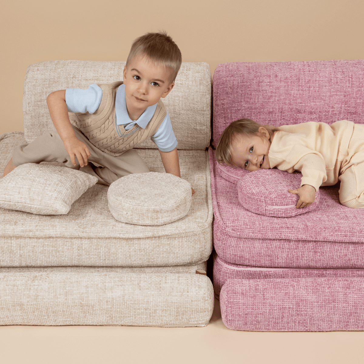 Medium Modular Sofa for Kids - Tangle Bubblegum Pink