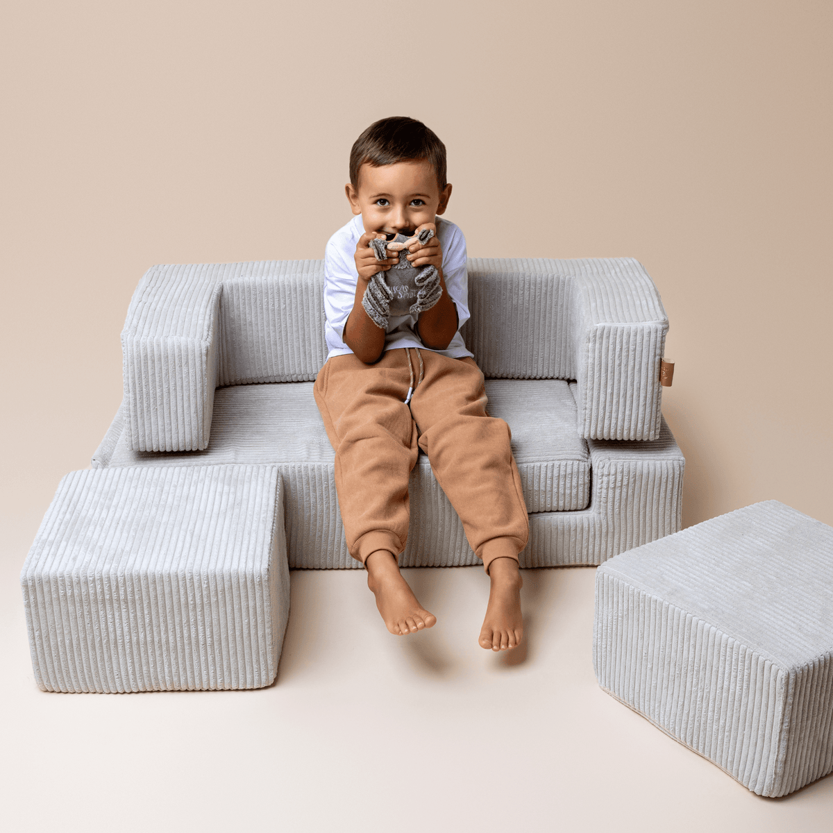 Soft Velvet Cube Sofa - Turquoise
