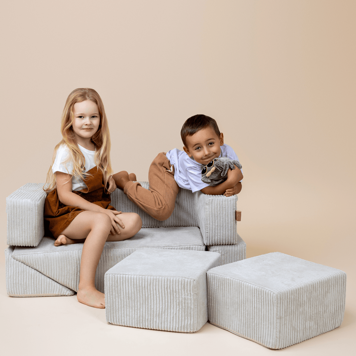 Velvet Bricks Sofa - Ecru