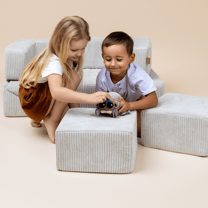 Soft Velvet Cube Sofa - Ecru