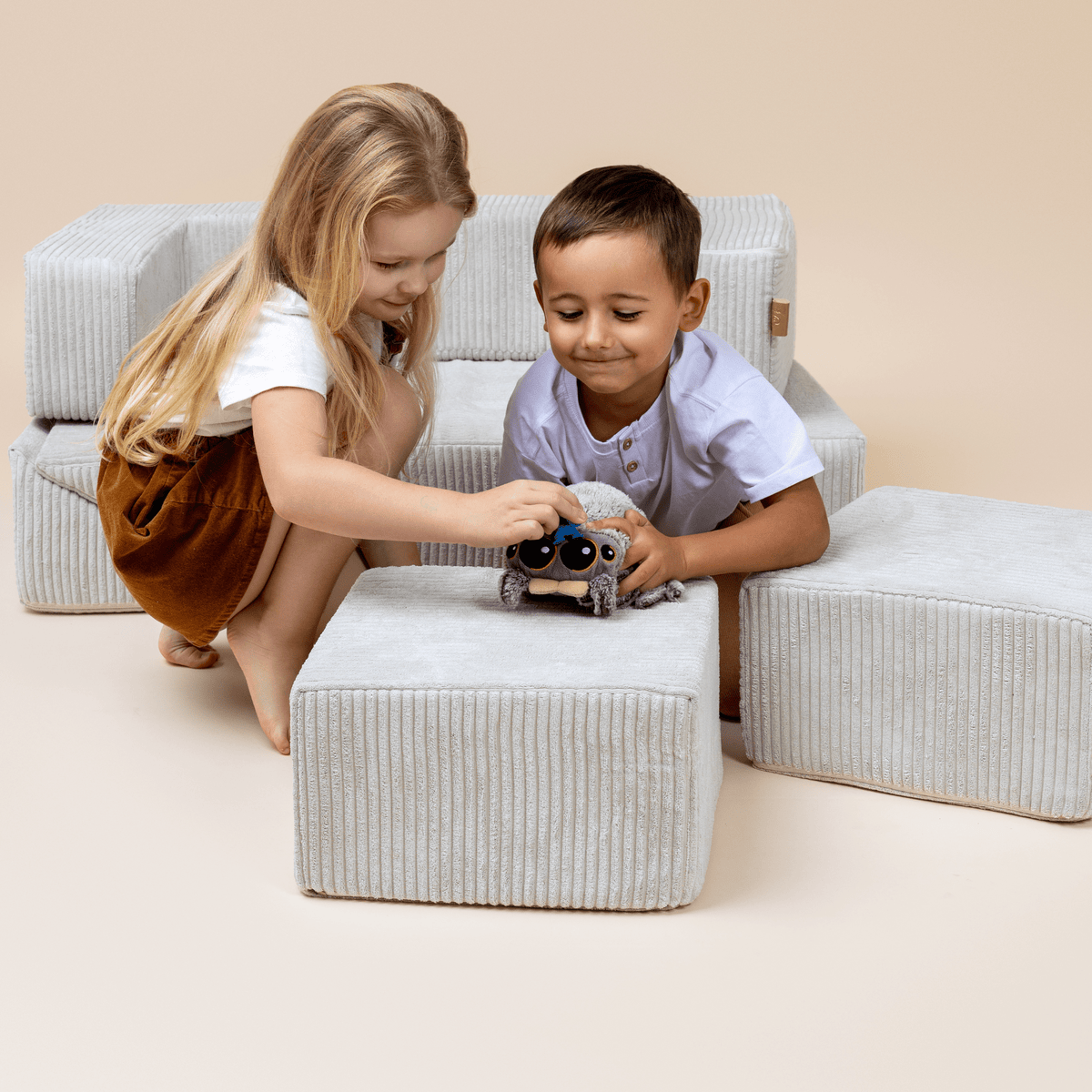 Velvet Bricks Sofa - Ecru