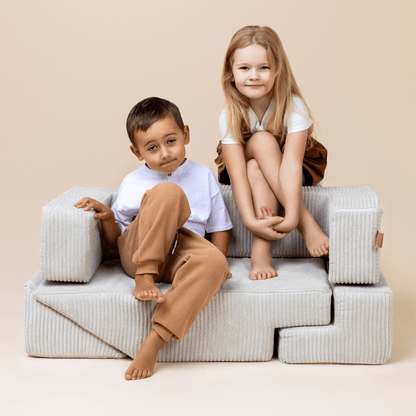 Velvet Bricks Sofa - Ecru