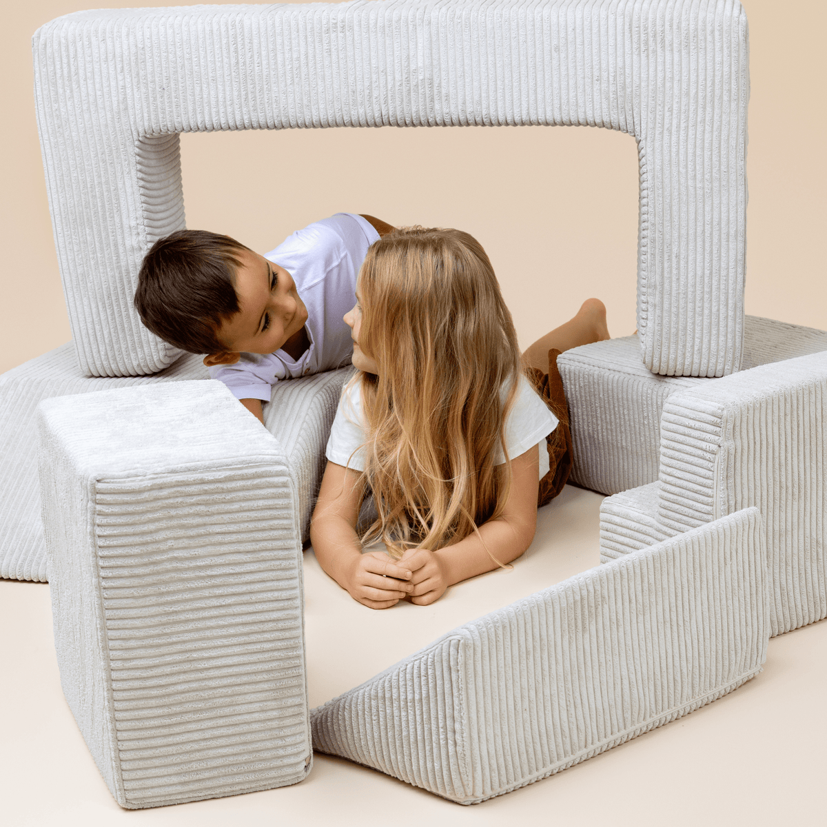 Velvet Bricks Sofa - Ecru