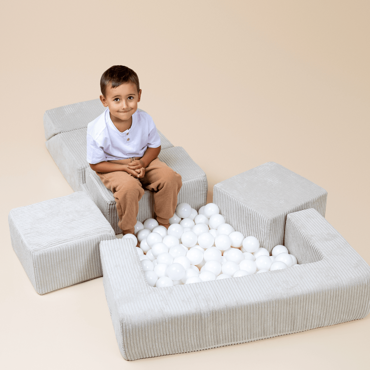 Velvet Bricks Sofa - Ecru