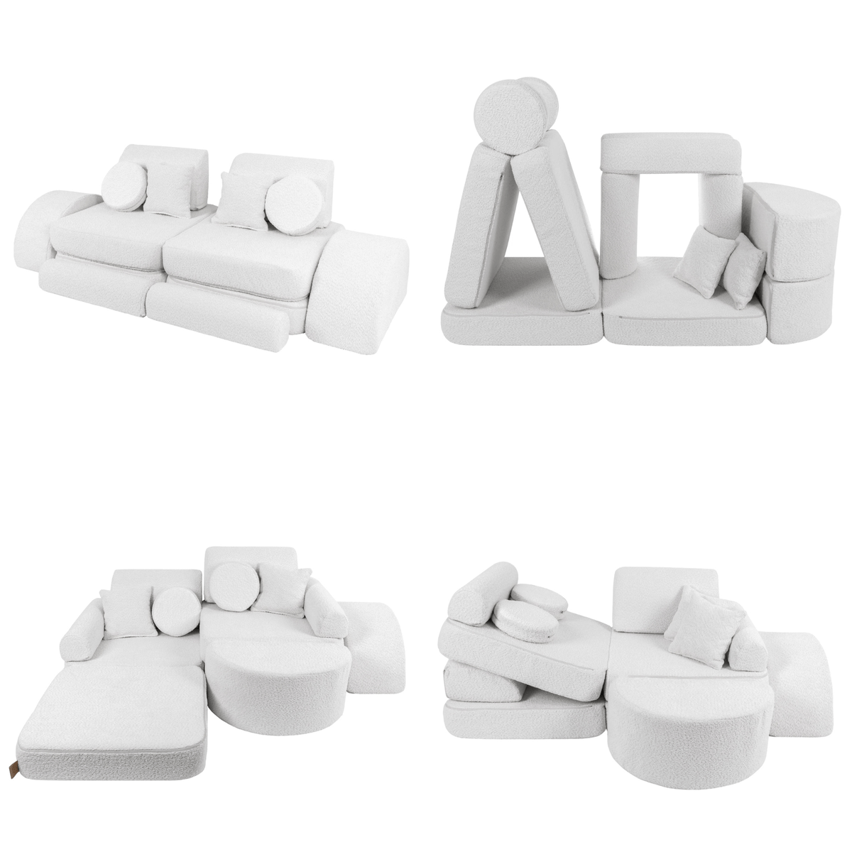 Medium Modular Sofa for Kids - Boucle White Plus