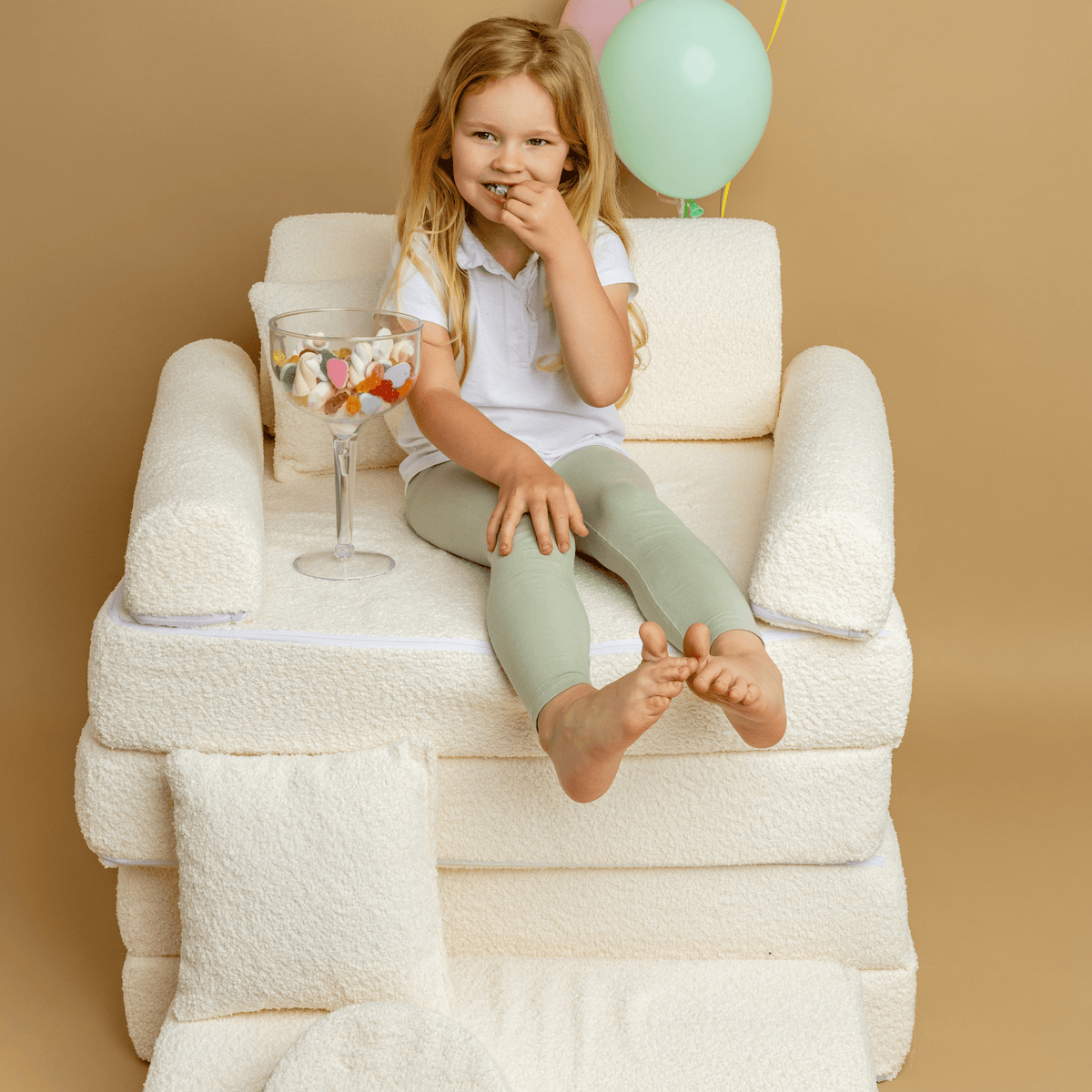 Medium Modular Sofa for Kids - Boucle White Plus