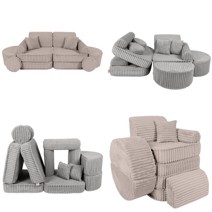 Medium Modular Sofa for Kids - Slimcord Ecru Plus